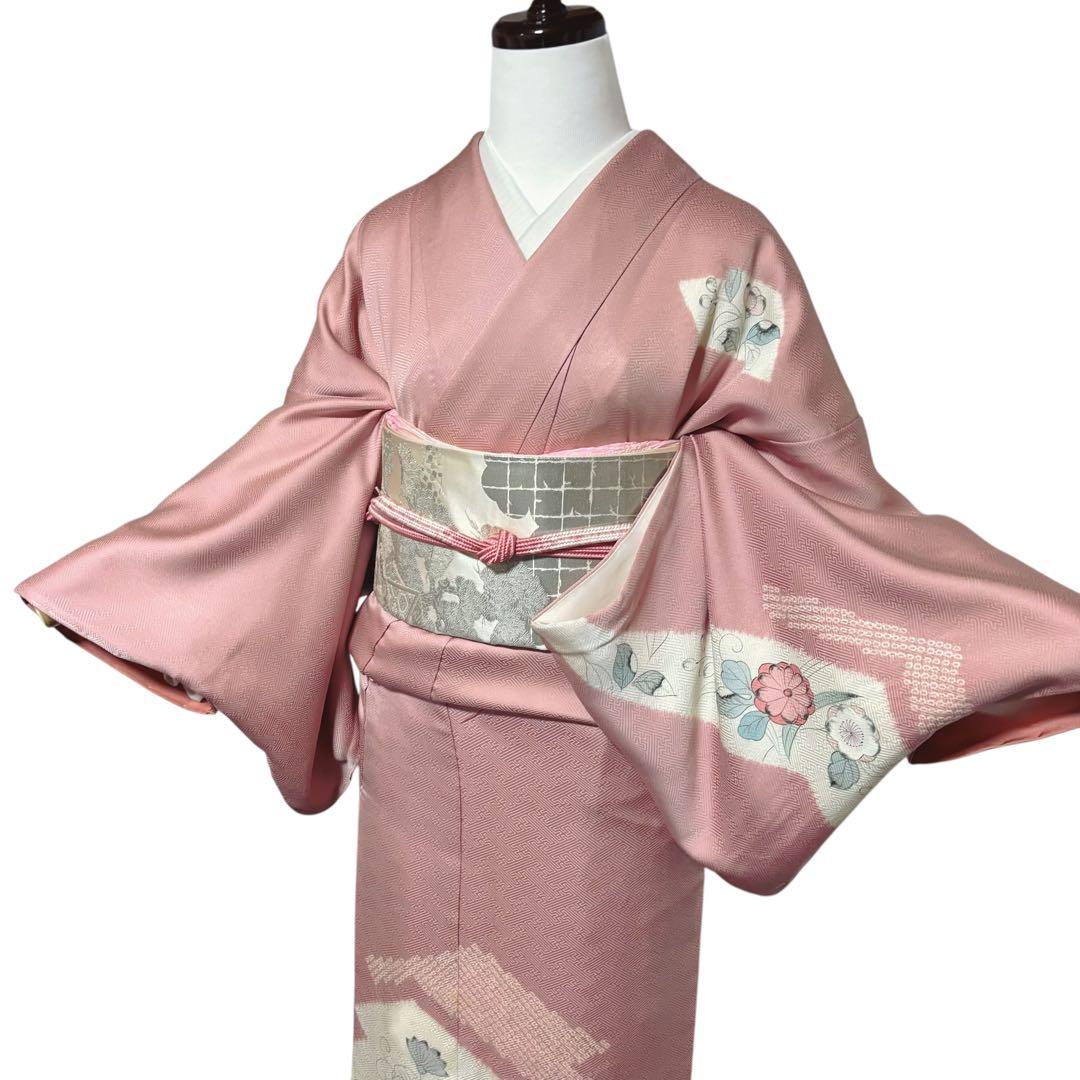 新品　ほぼ美品　袷　正絹　辻が花　訪問着　フルセット　4点　裄68