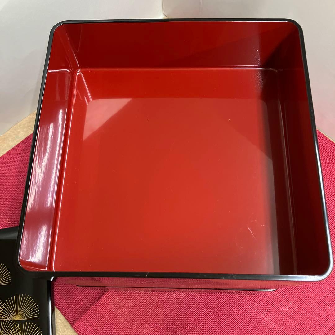 会津塗黒金老松松竹梅3段重箱