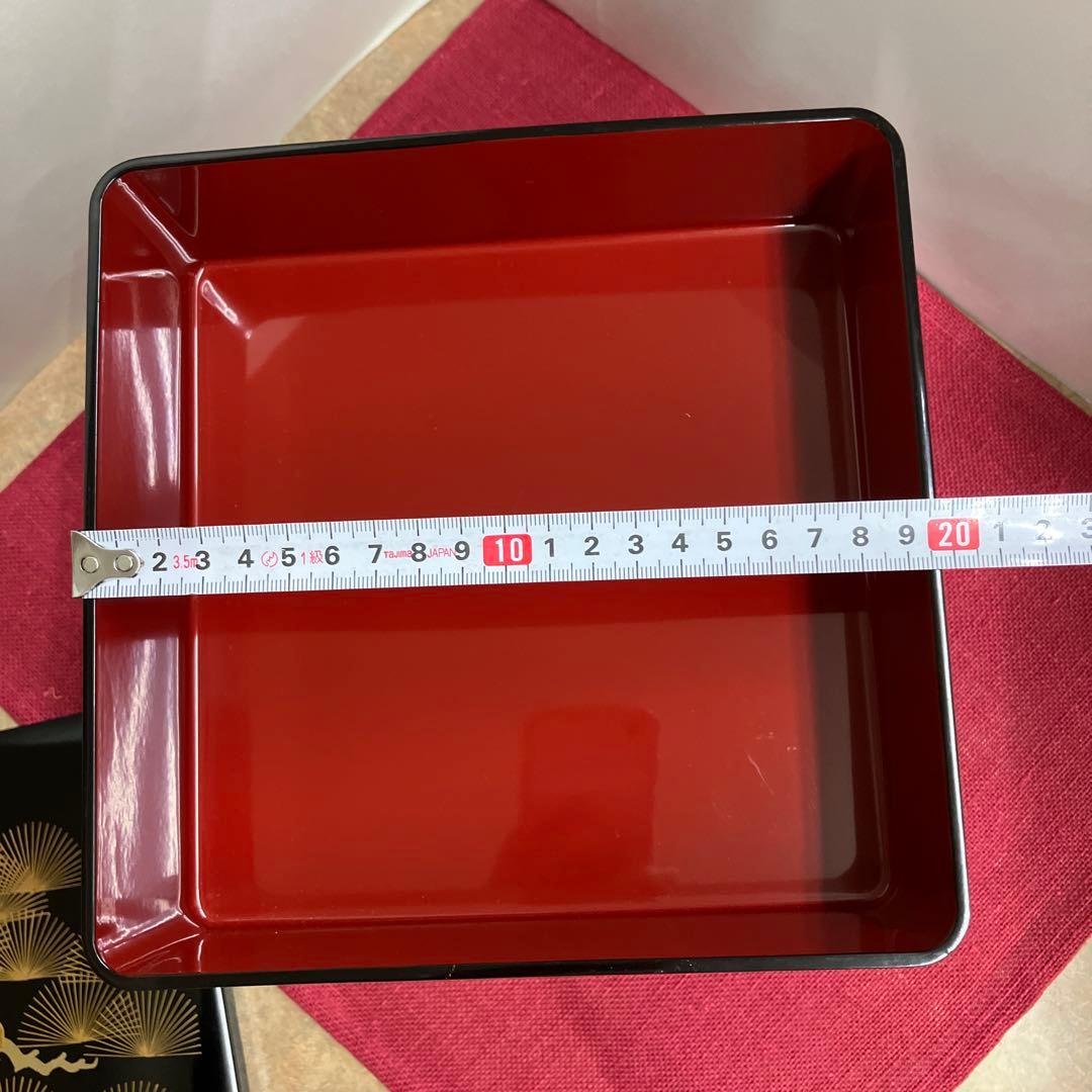 会津塗黒金老松松竹梅3段重箱