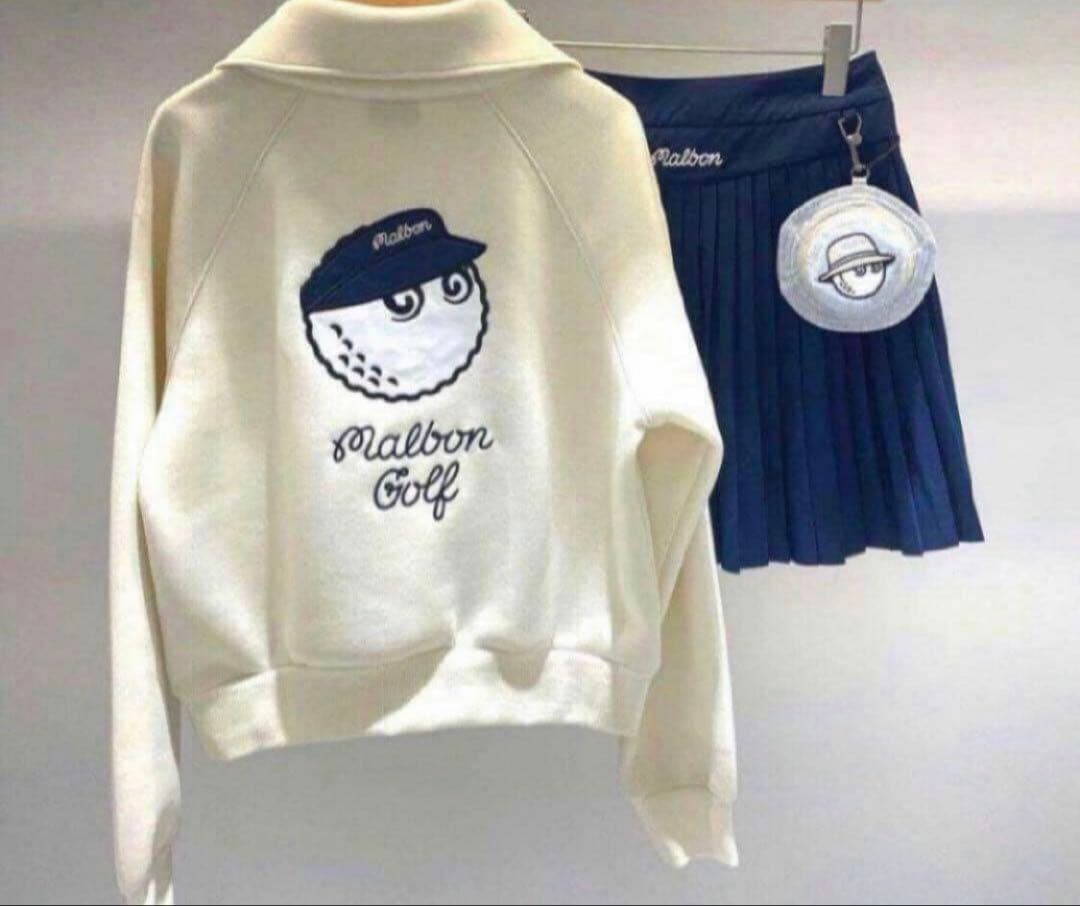 L ベージュ　クリーム　マルボンゴルフ MALBON GOLF ウエア