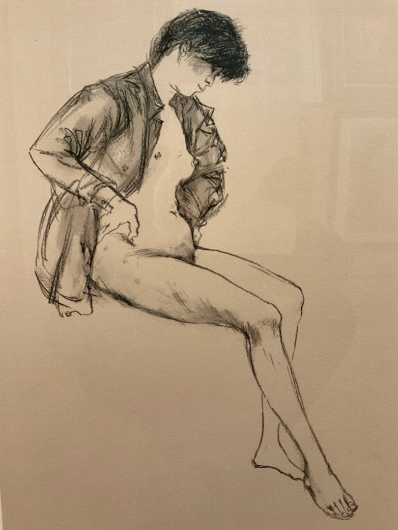 佐藤忠良　「シャツ・或る日の女Ⅱ」　リトグラフ　直筆サイン・作品証明シール有り