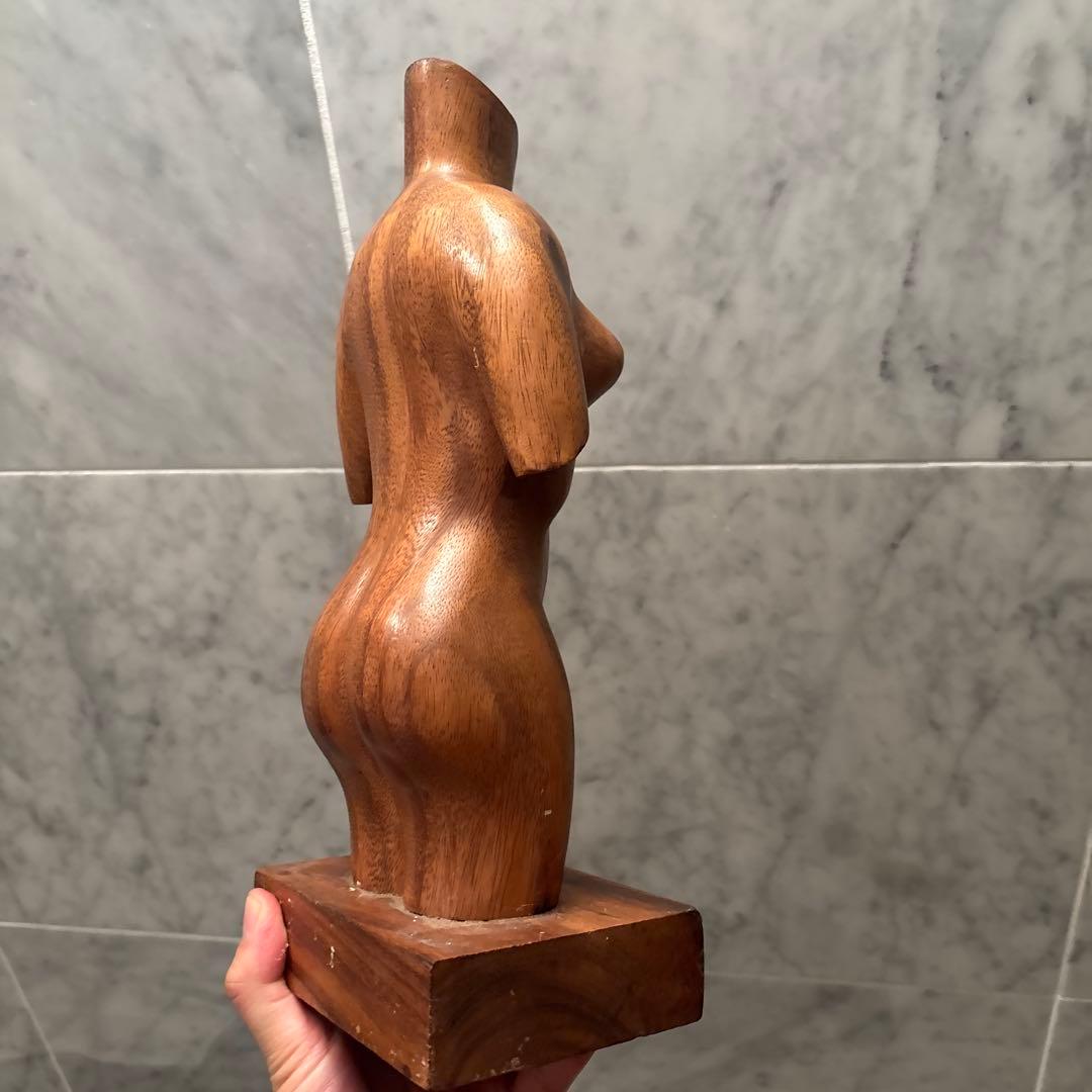 アメリカビンテージ　ミッドセンチュリー生命感のある造形美　裸婦像の木彫り彫刻