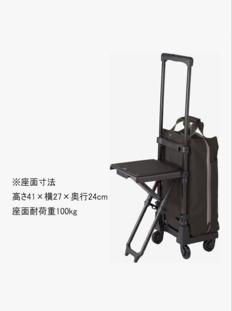 【美品】SWANY 椅子付きキャリーカート　バッグ取外し可　黒　ポケットたくさん