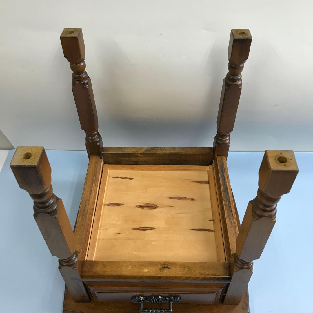 クラシック　木製　サイドテーブル 引き出し付き　アンティーク　レトロ　電話台