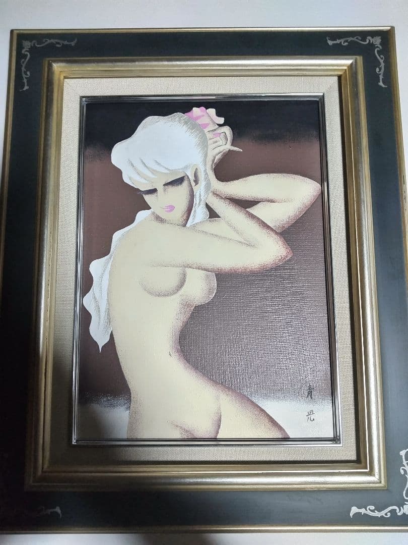 東郷青児、絵画、油彩４号、微風、肉筆、額縁、片岡球子、宮永岳彦、山下清。