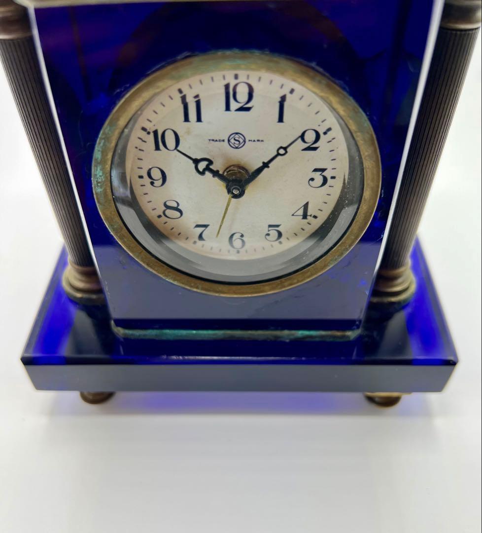 精工舎　SEIKOSHA 宮型ガラス置時計　アンティーク　大正ロマン　傷あり