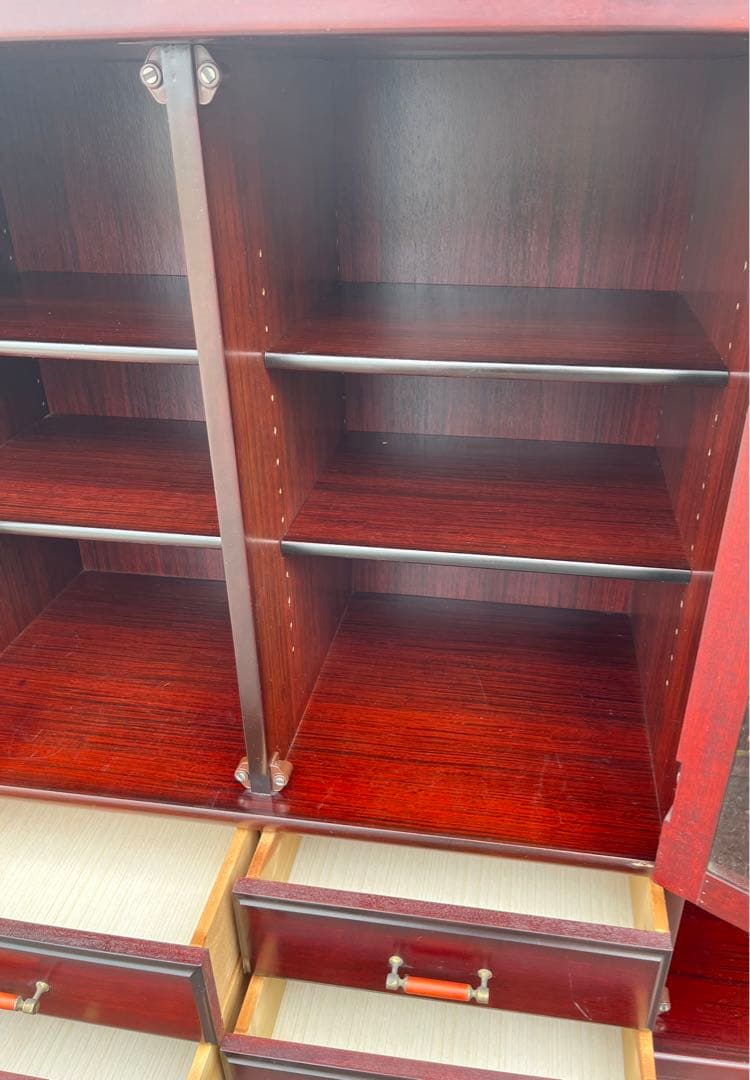 【アンティーク】木製 ガラス戸 キャビネット サイドボード リビングボード