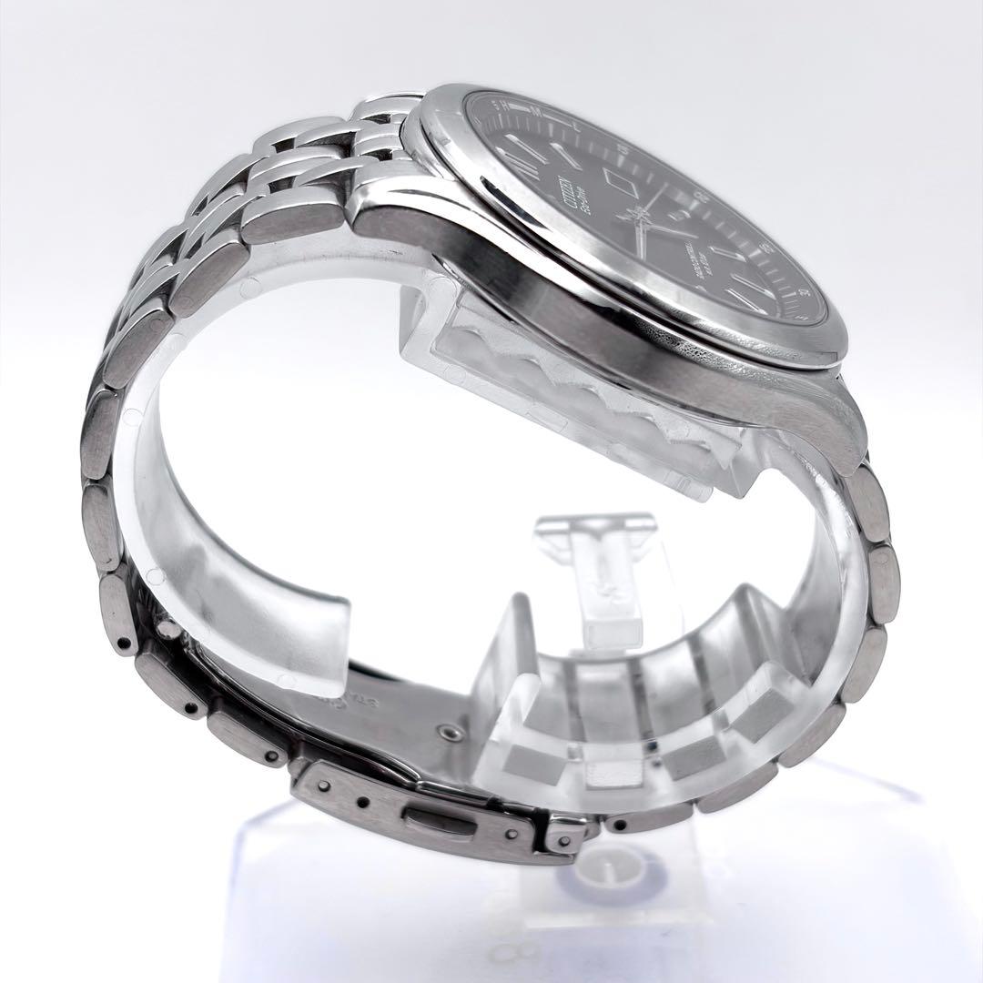 シチズン エコドライブ 電波ソーラー メンズ 黒文字盤 稼働品