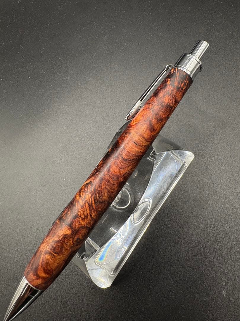 514極上　ホンジュラスローズウッド　瘤杢　木軸シャーペン　ボールペン