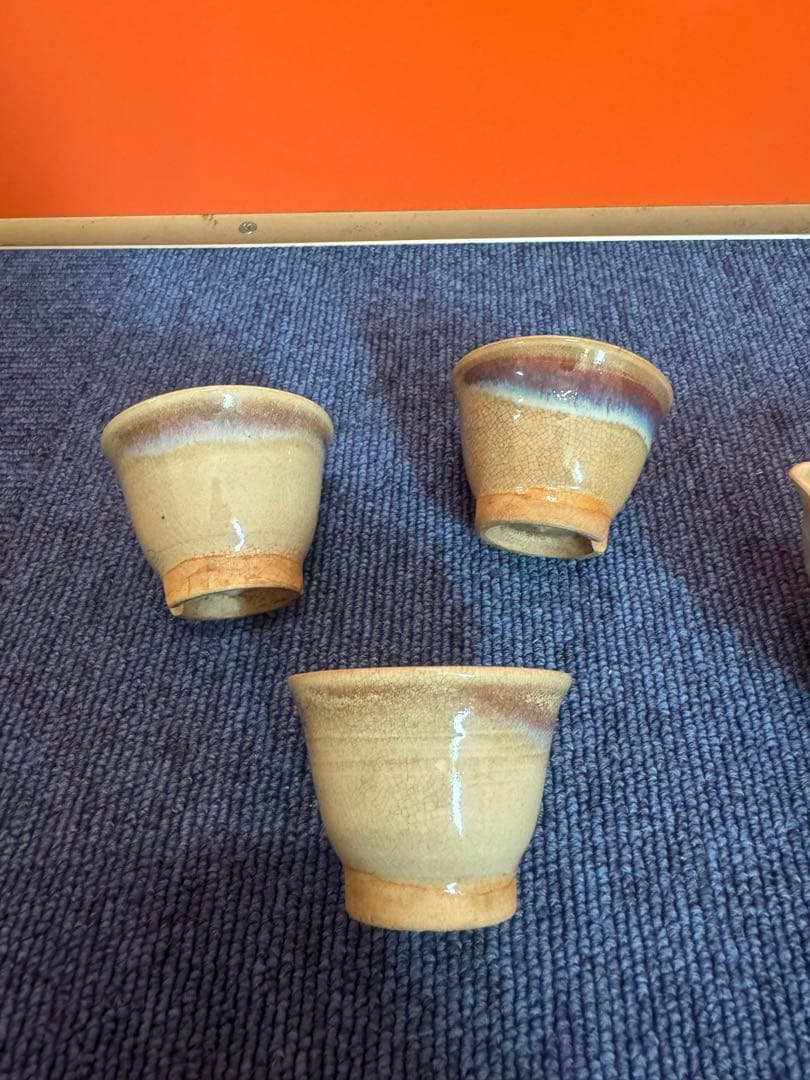 1582 萩焼　宝瓶1客　湯呑3客