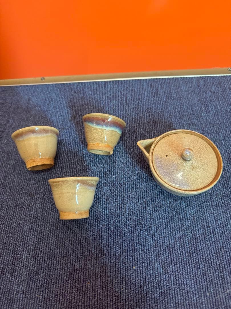 1582 萩焼　宝瓶1客　湯呑3客