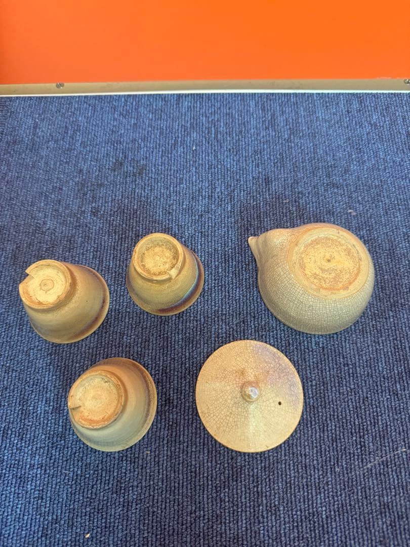 1582 萩焼　宝瓶1客　湯呑3客