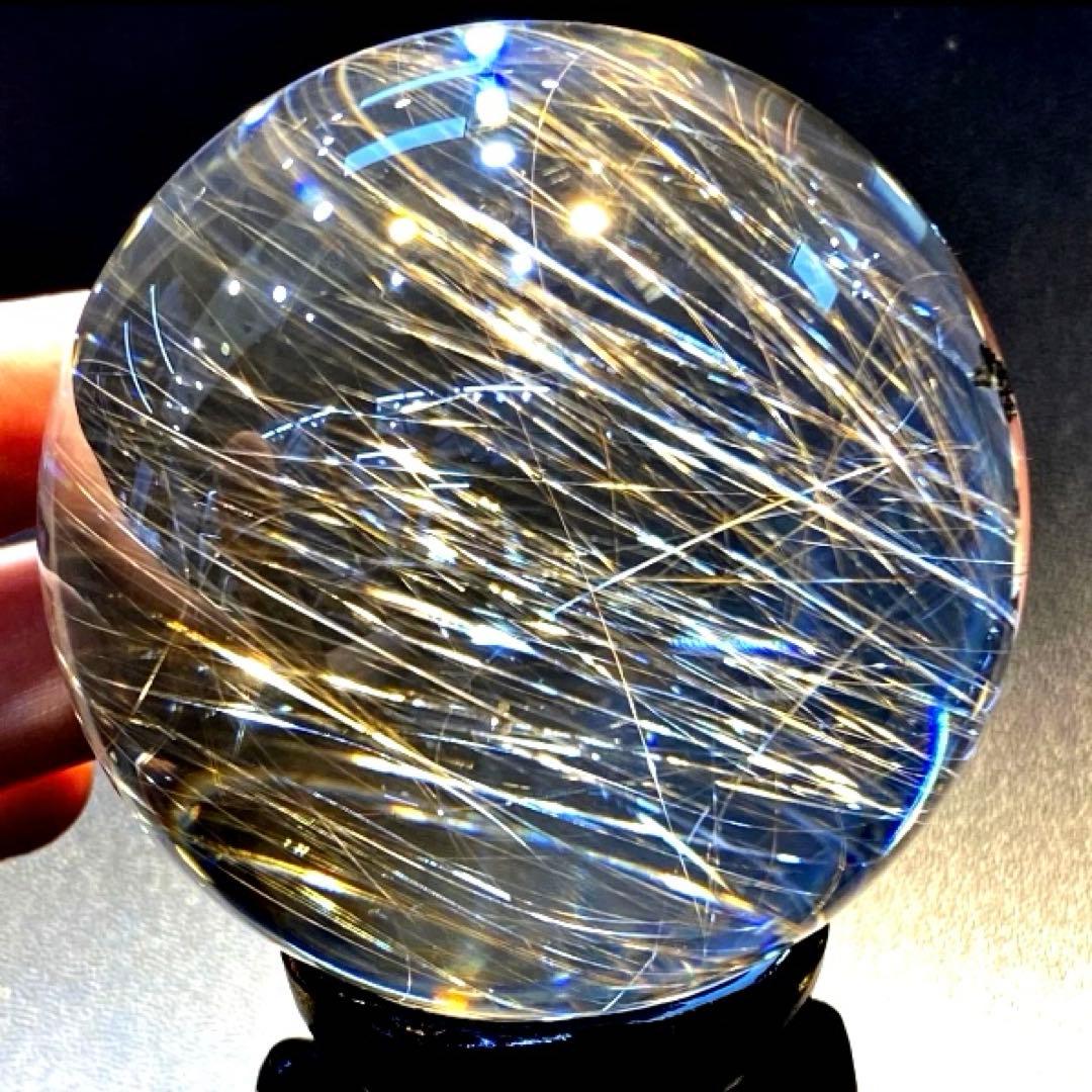 超絶綺麗✨64mm ゴールドルチルクォーツ　丸玉　スフィア　金針水晶