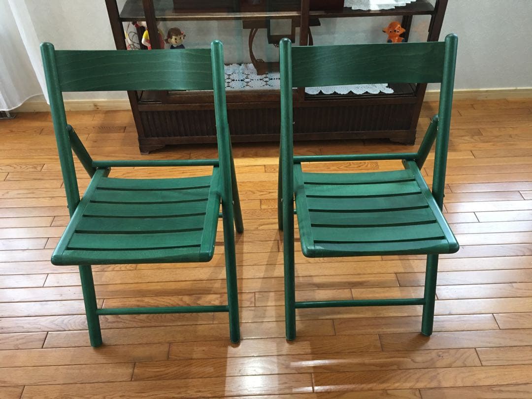 椅子二脚セット　木製折りたたみ椅子 木製 アンティーク