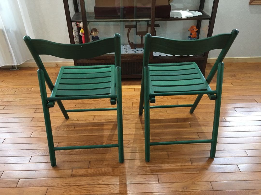 椅子二脚セット　木製折りたたみ椅子 木製 アンティーク