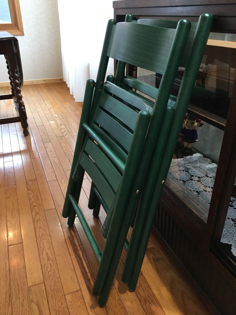 椅子二脚セット　木製折りたたみ椅子 木製 アンティーク