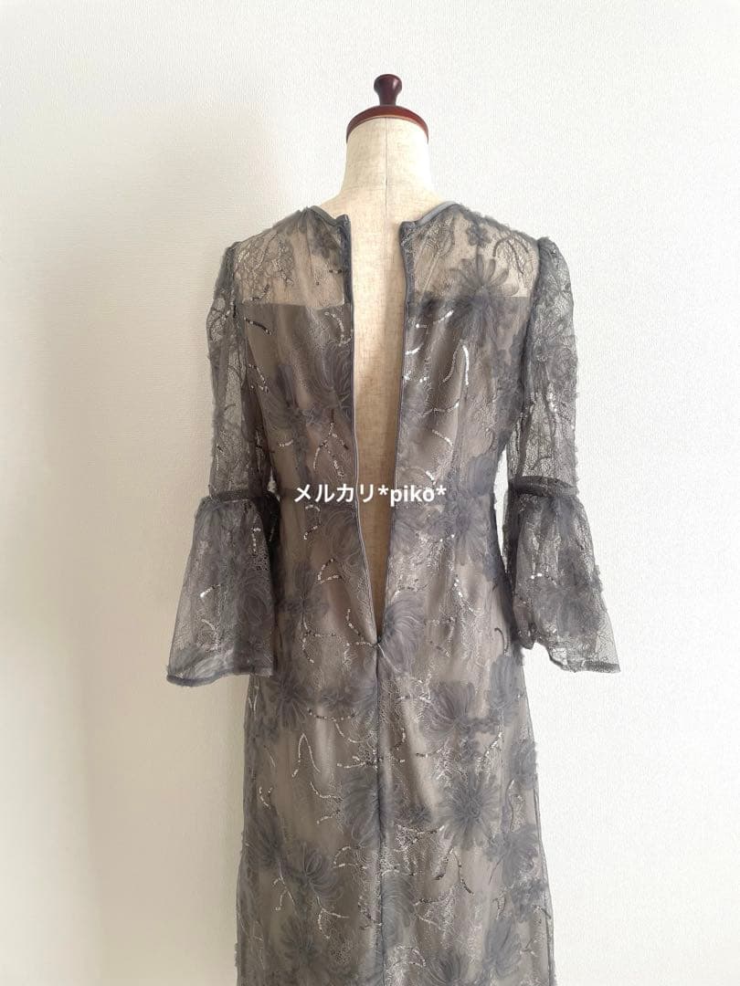 【1回着用】☆Leja レジャ スパンコールレーススリーブIラインロングドレス