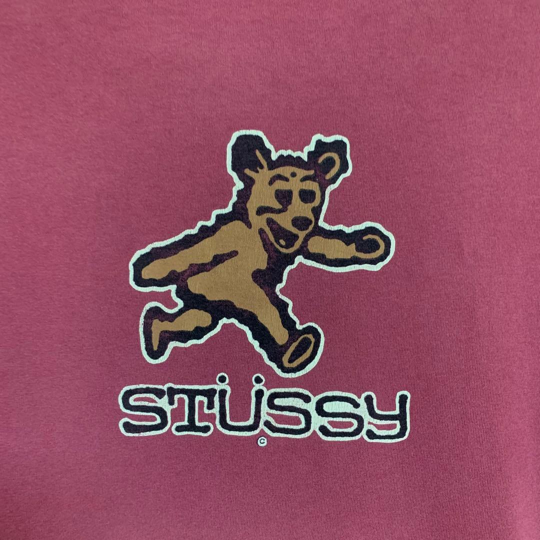 80s 後期 STUSSY 黒タグ USA製 BEAR TEE 美品 ベアー T