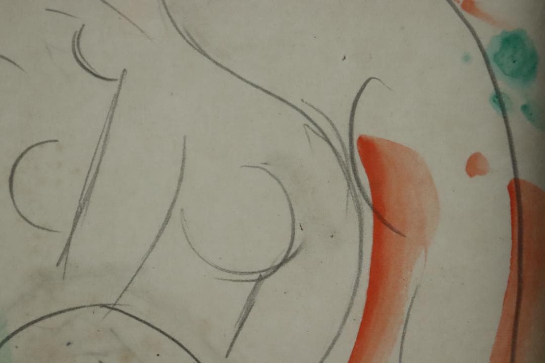 真作保証 井上長三郎 「レダ」 水彩 肉筆 色紙額装 自由美術家協会会員