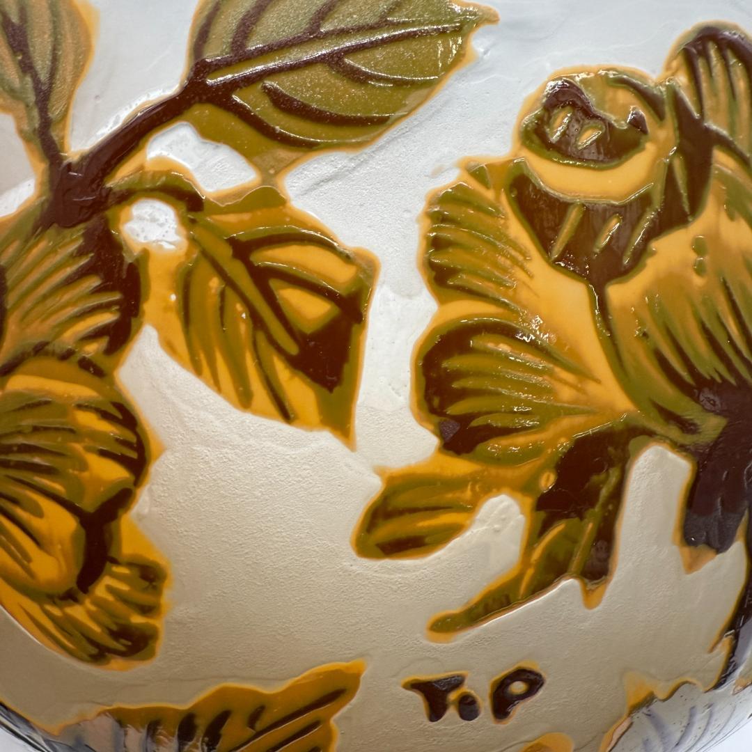 【証明書付】希少　エミールガレ 花瓶 高さ9cm 幅16cm カメオ彫り