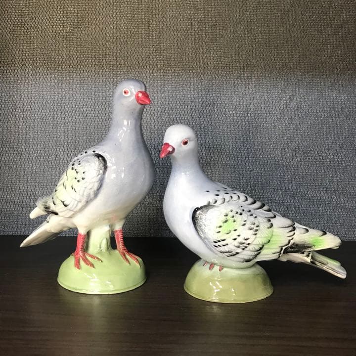 鳩陶器置物(ペア)ヴィンテージ