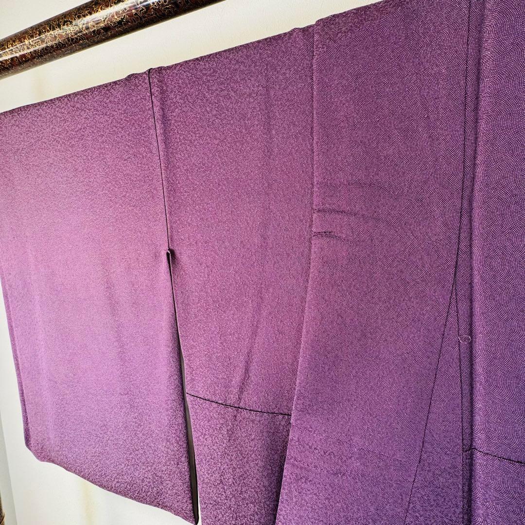 超美品　正絹　小紋　和装　着物　袷　176裄69 トール　一紋　江戸小紋　紫