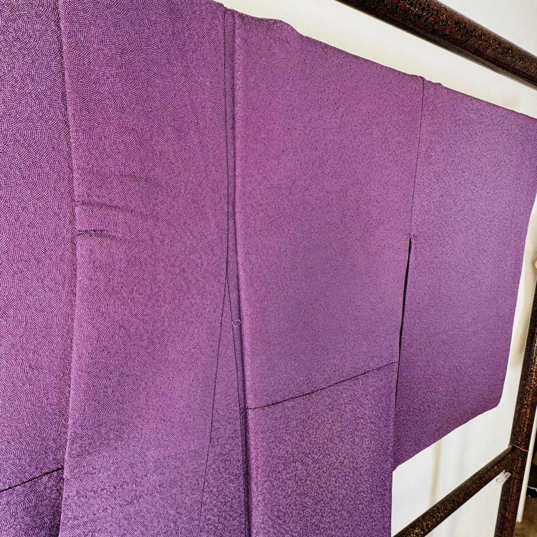 超美品　正絹　小紋　和装　着物　袷　176裄69 トール　一紋　江戸小紋　紫