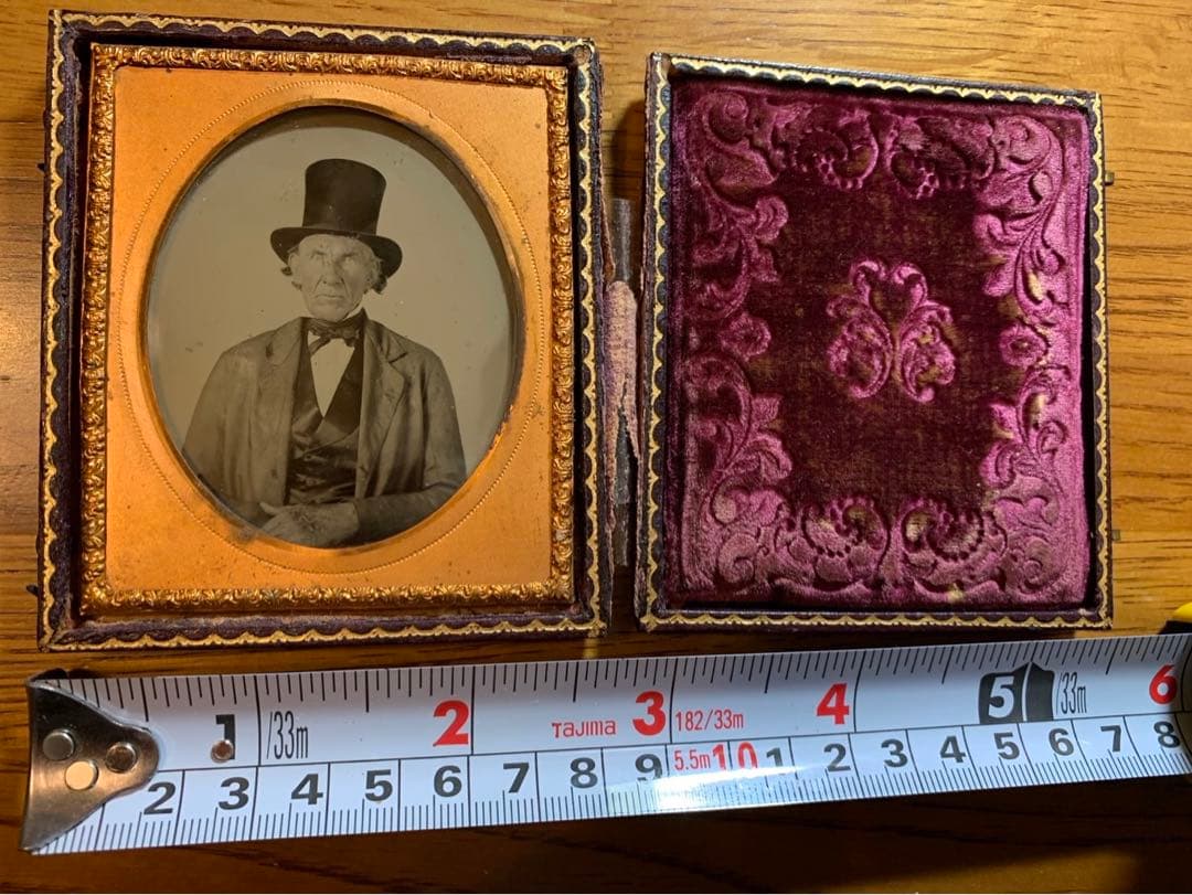 アンブロタイプ　アンティークフォト　ロット（2）夫と妻　面白い手書きのメモ付き。