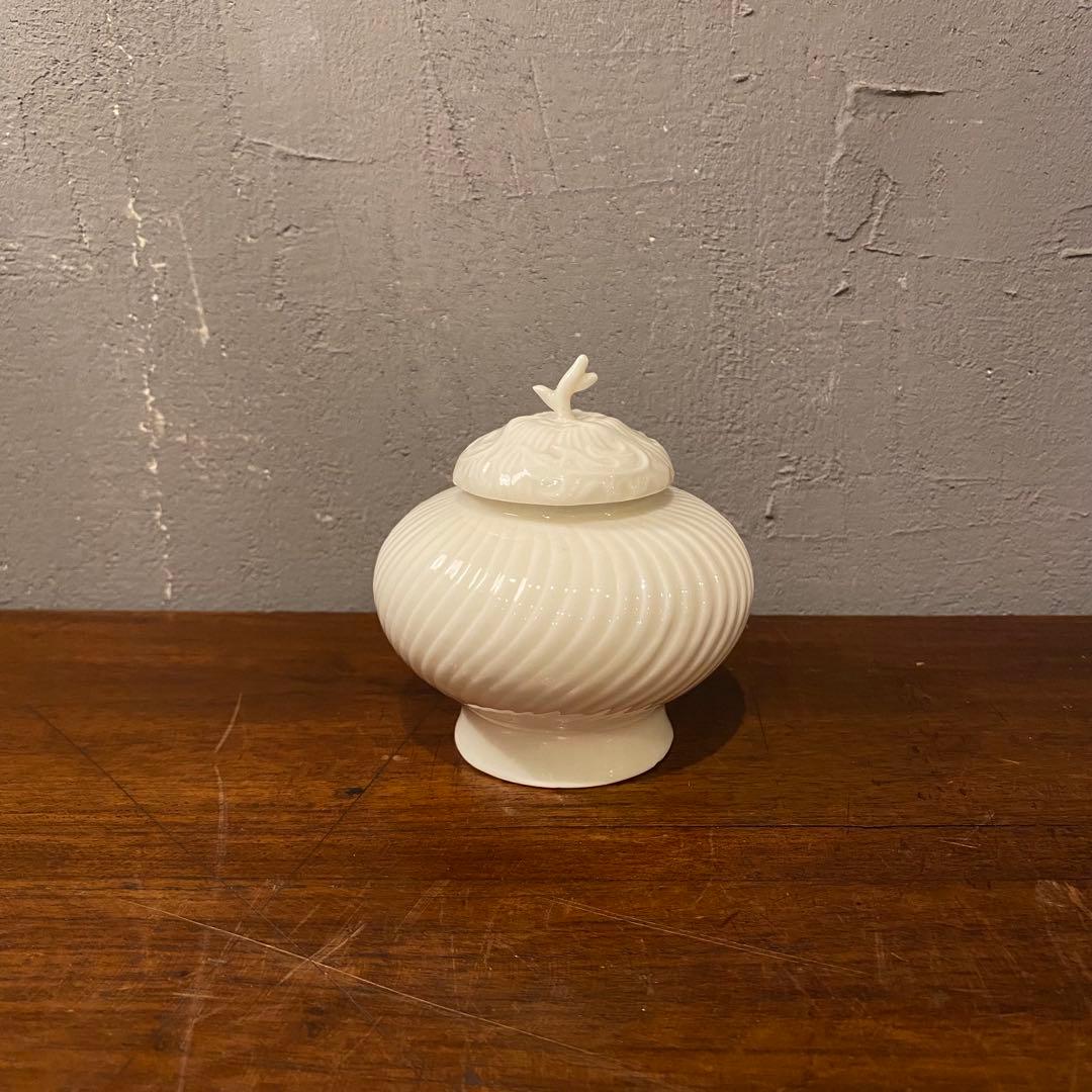 ヴィンテージ ミルクガラス シュガーポット 茶葉入れ キャニスター 蓋付き
