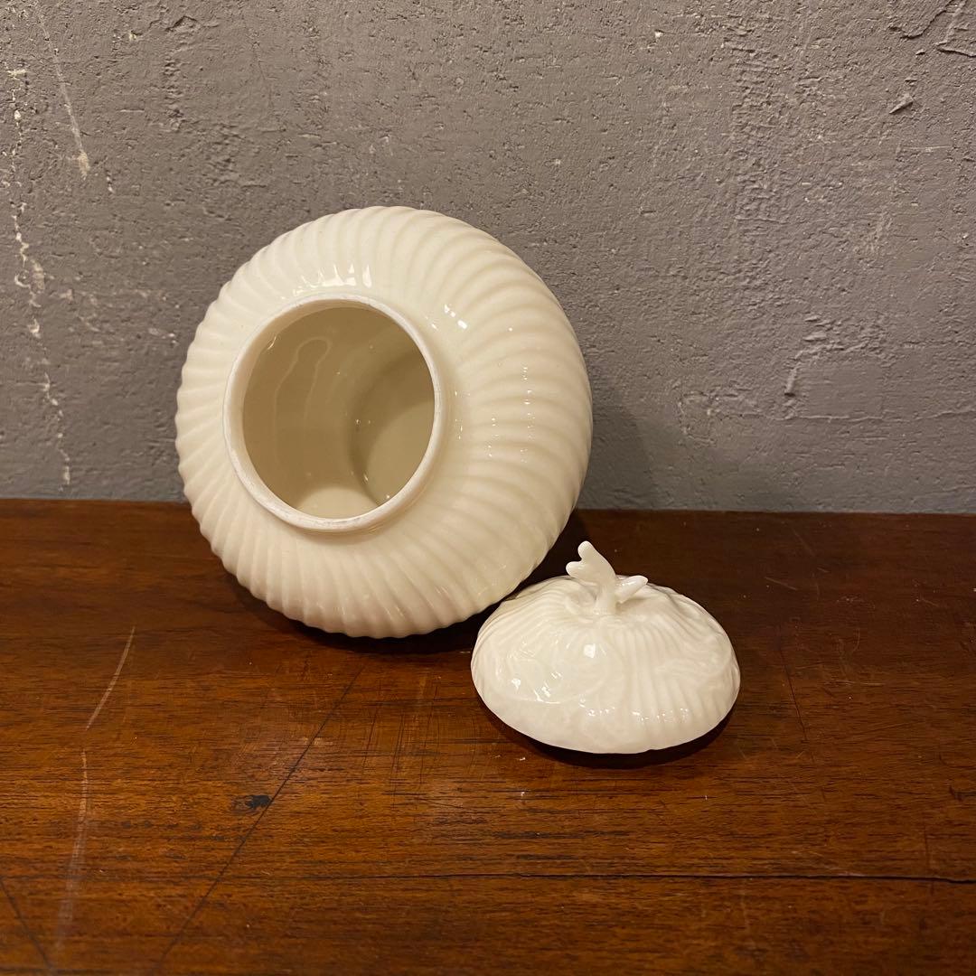 ヴィンテージ ミルクガラス シュガーポット 茶葉入れ キャニスター 蓋付き