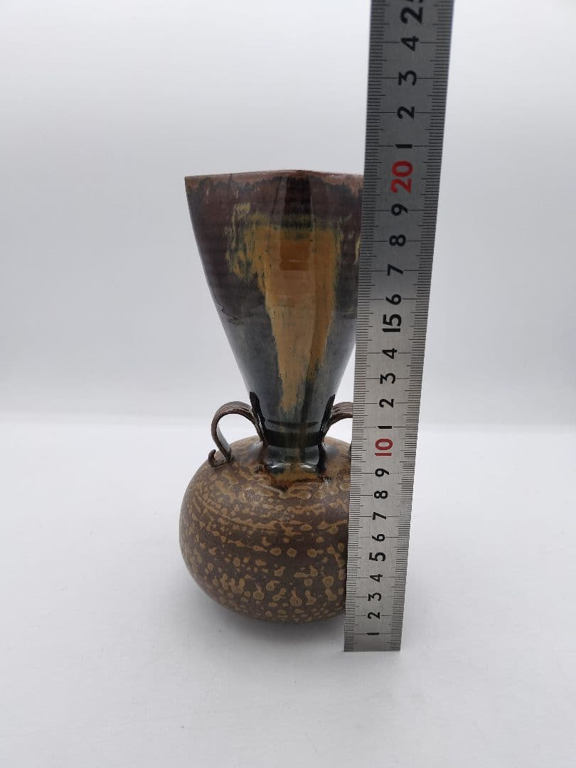 c438 花入 高取 笹耳 鬼丸碧山 木箱 茶道具 古物