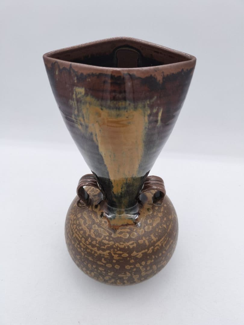 c438 花入 高取 笹耳 鬼丸碧山 木箱 茶道具 古物