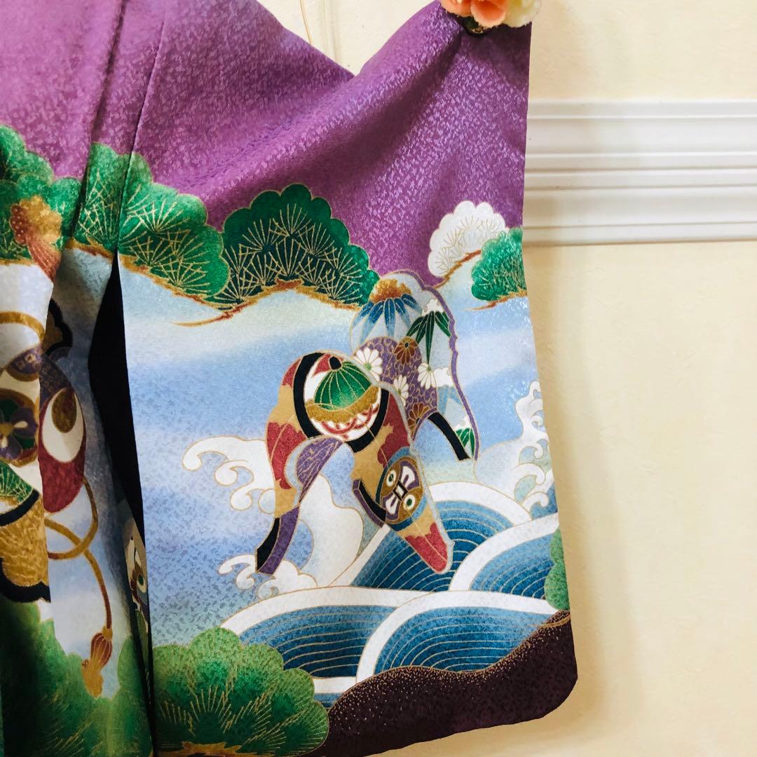 七五三 五歳‼️豪華紫系に鷹金彩煌びやか❤️完全フルセット‼️家から揃える無し 銘品‼️