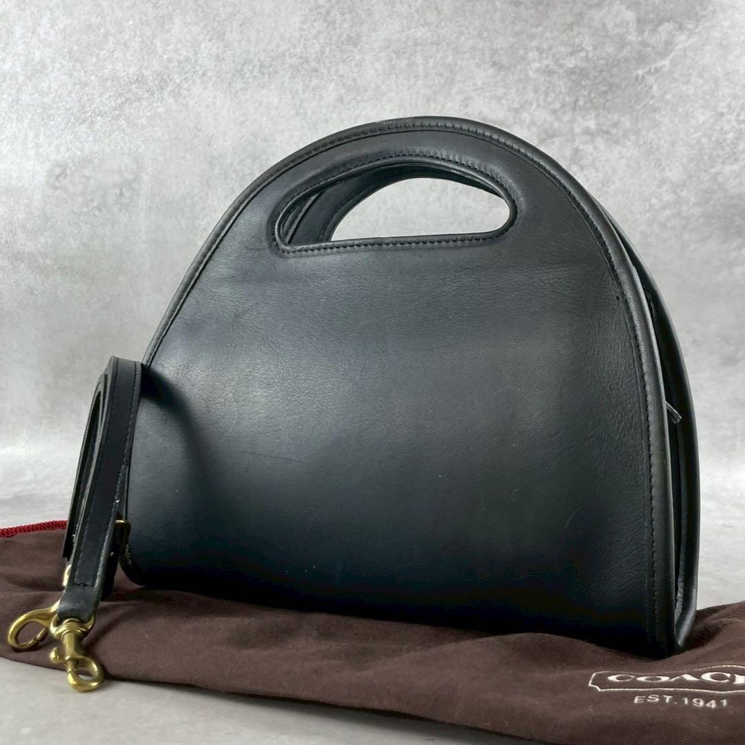 ✨美品✨オールドコーチ　ショルダーバッグ　2way ハーフムーン　レザー　黒