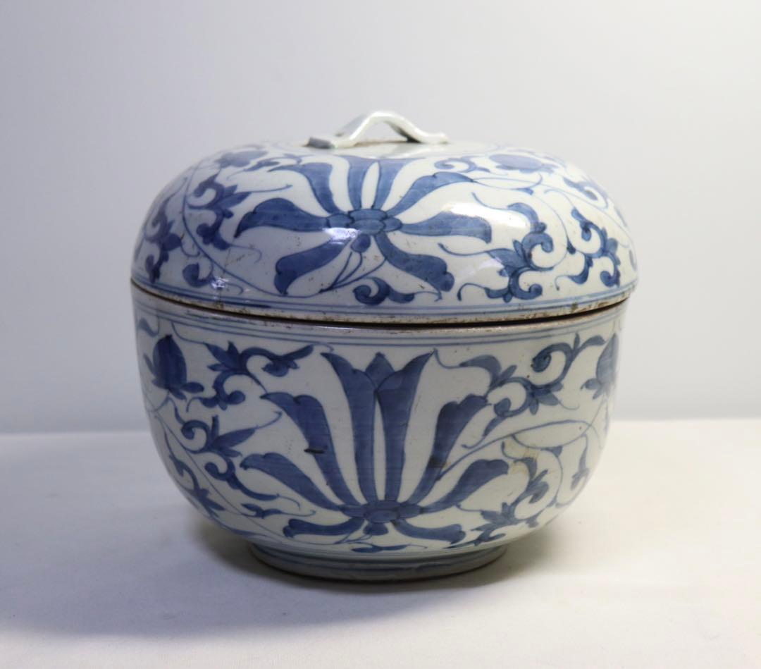 江戸　古伊万里　染付蓋物　アンティーク　送料込み1107