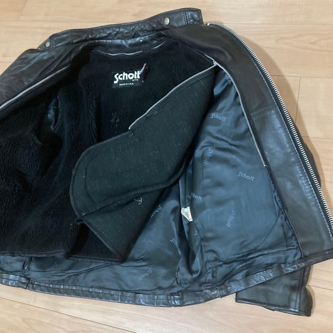 とよSchott ブラックレザーシングルライダース 38