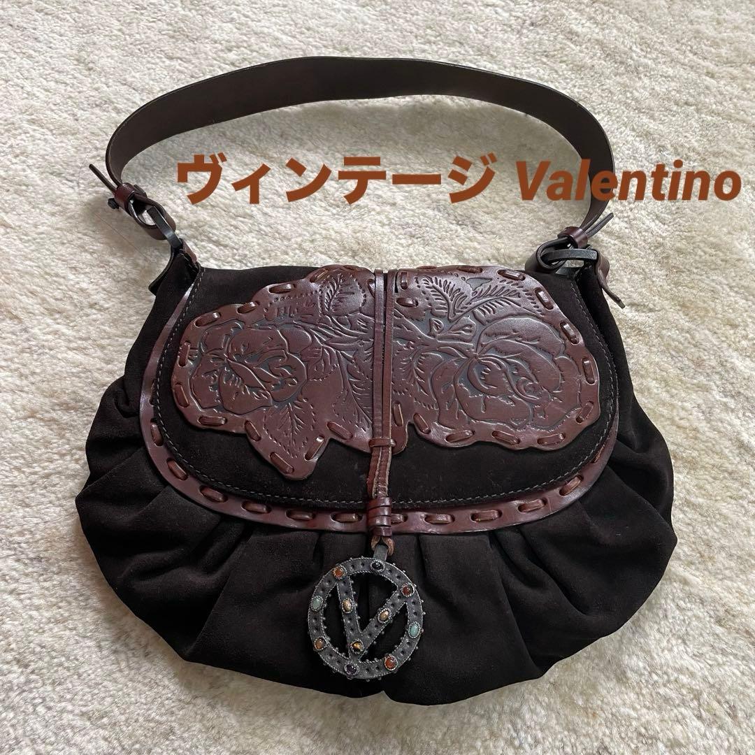 ヴァレンティノ・ガラヴァーニ　ショルダーバッグ ヴィンテージ ブラウンレザー