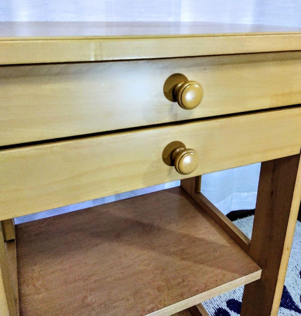 ナチュラルウッド サイドテーブル　サイドキャビネット　ナイトテーブル