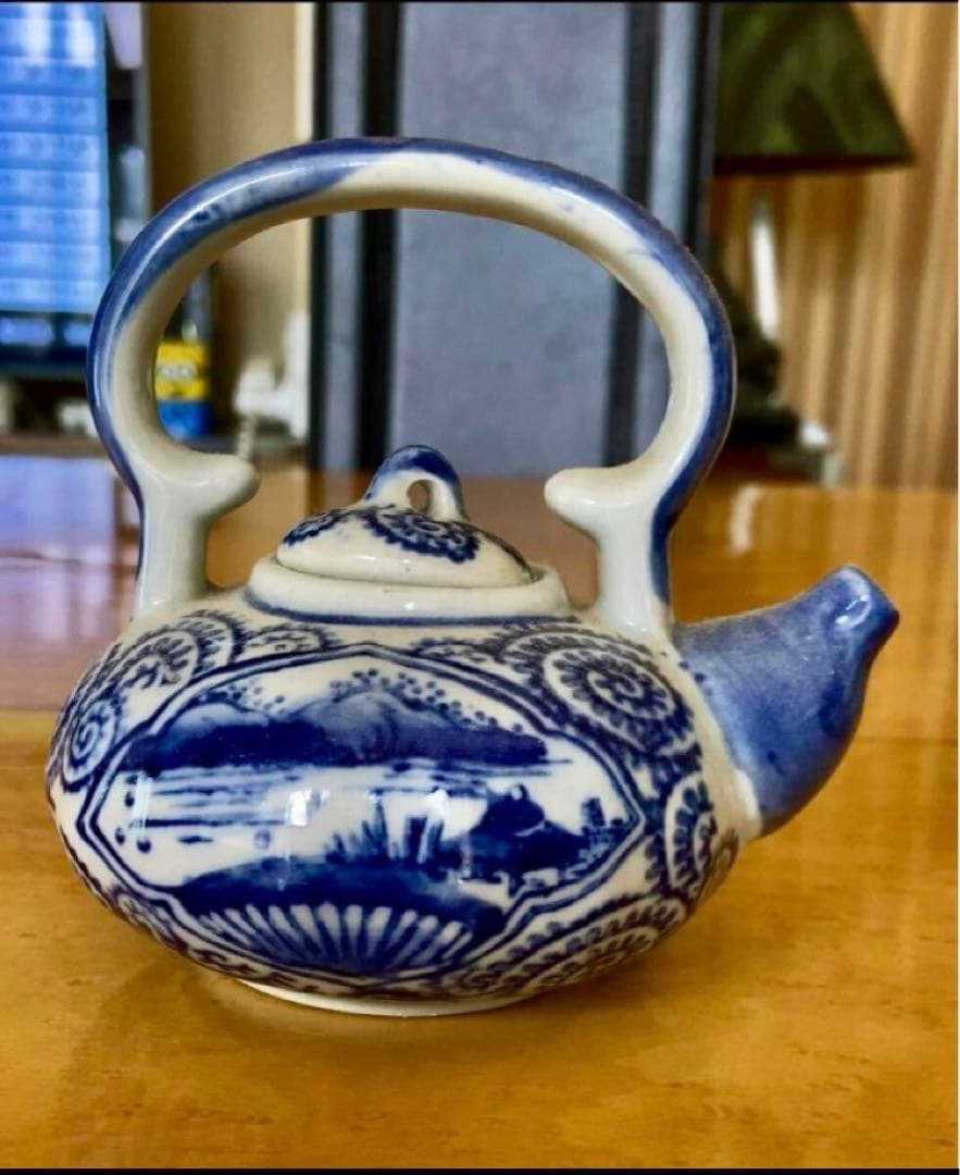 時代物　古伊万里　古い急須、蛸唐草、染付、煎茶