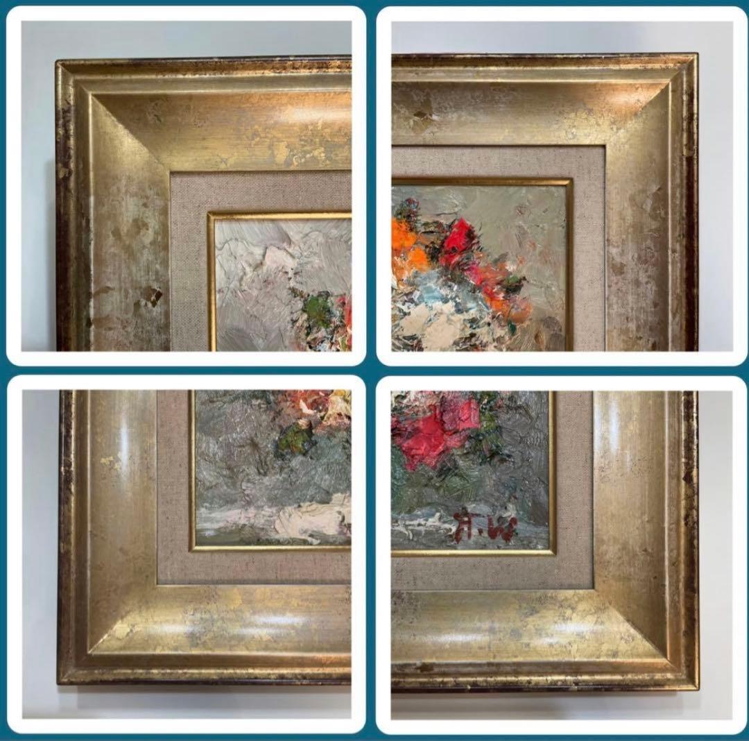 絵画・額縁・油絵・渡部ひでき・薔薇・F4号・美術品・インテリア・雑貨・新品未使用