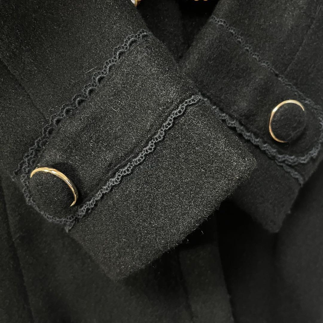 LIZ LISA リズリサ　パールリボンビット　コート ブラック ファー 黒