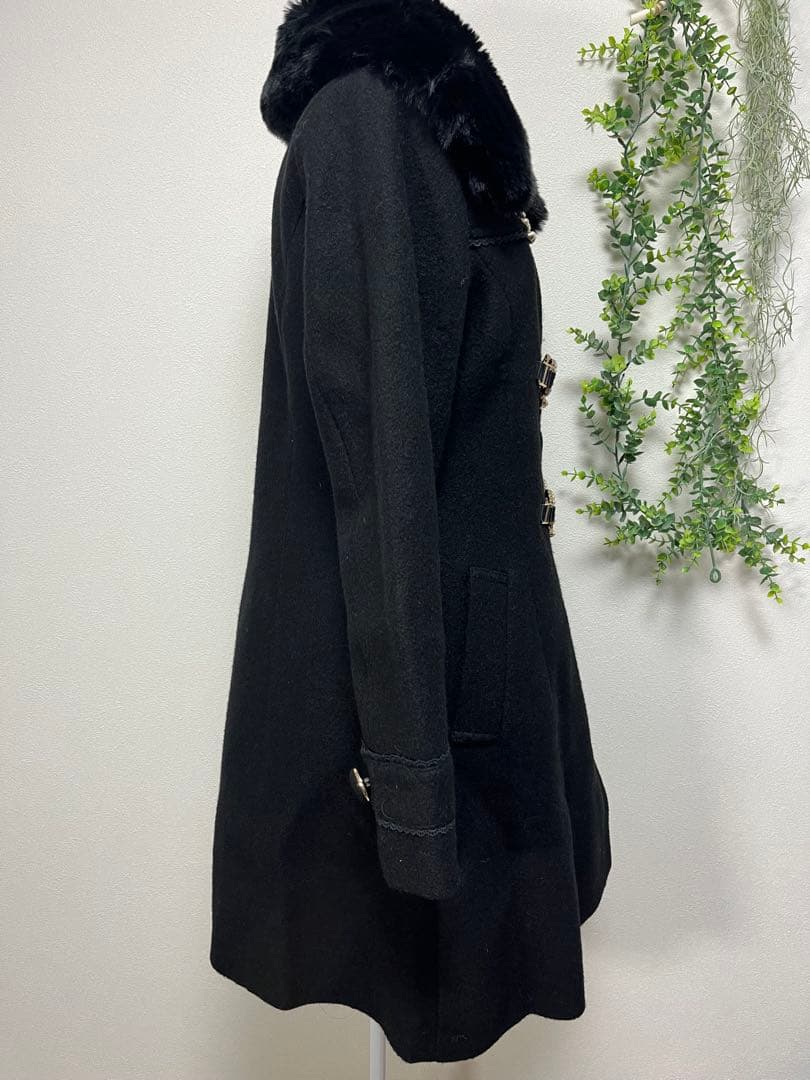 LIZ LISA リズリサ　パールリボンビット　コート ブラック ファー 黒