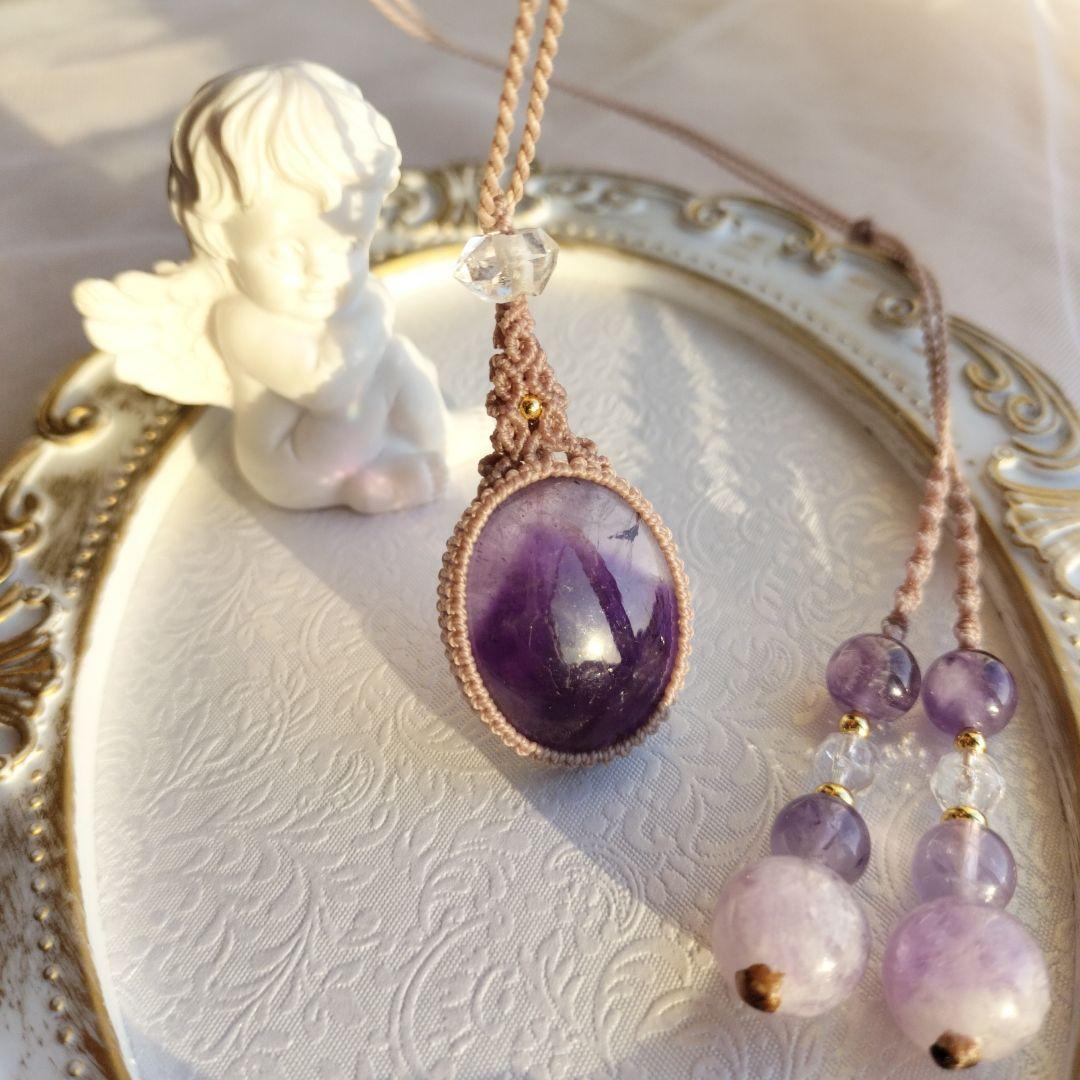 ファントムアメジスト　マクラメ編みネックレス他1点同梱