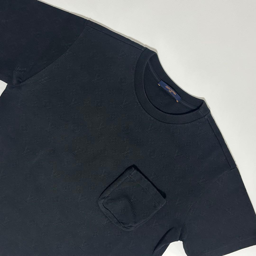 美品 LOUIS VUITTON モノグラムジャカード ポケットTシャツ 黒 M