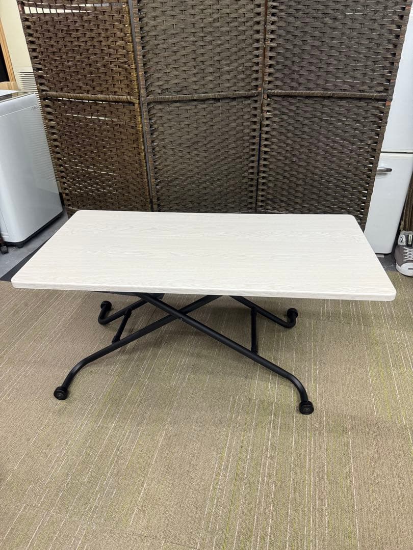 【美品】ニトリ　昇降センターテーブル　(ライザN WW/BK)