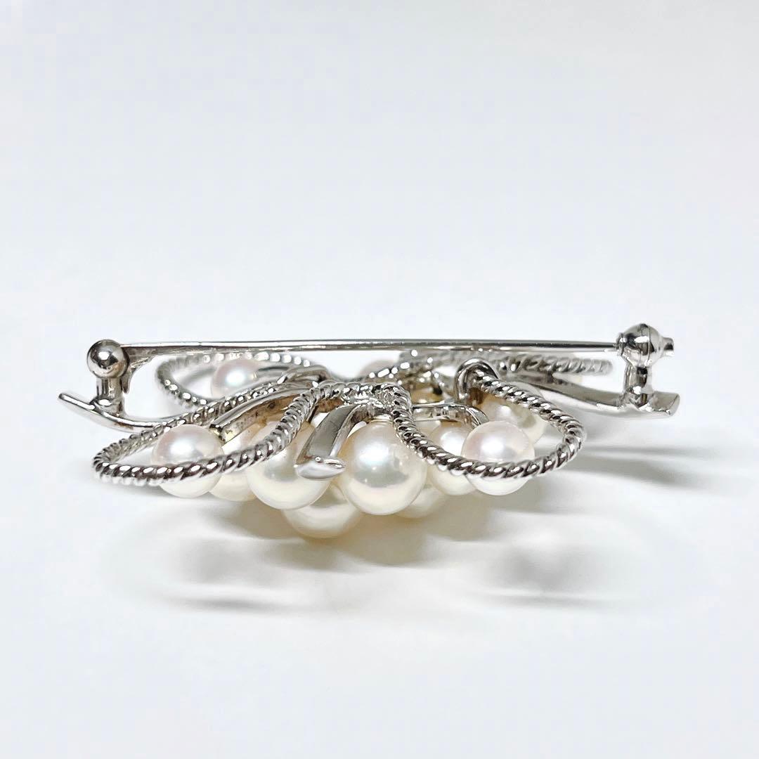 美品✨MIKIMOTOミキモト アコヤパール　ブローチ　15球　フラワー　リボン