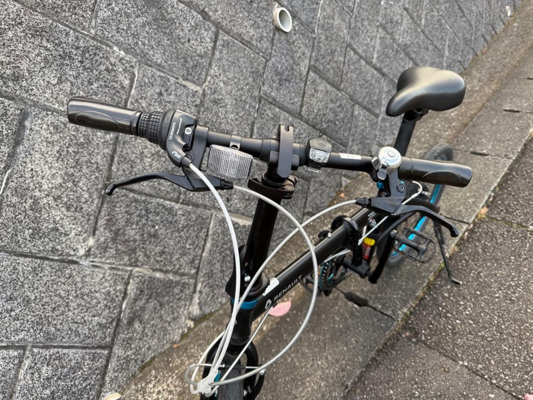 送料込みRENAULT 折りたたみ自転車 ブラック/ターコイズ