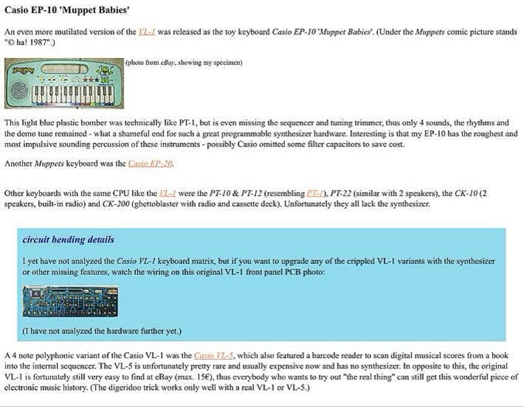 Casio EP-10☆日本未発売☆1987年☆レアミニシンセ☆