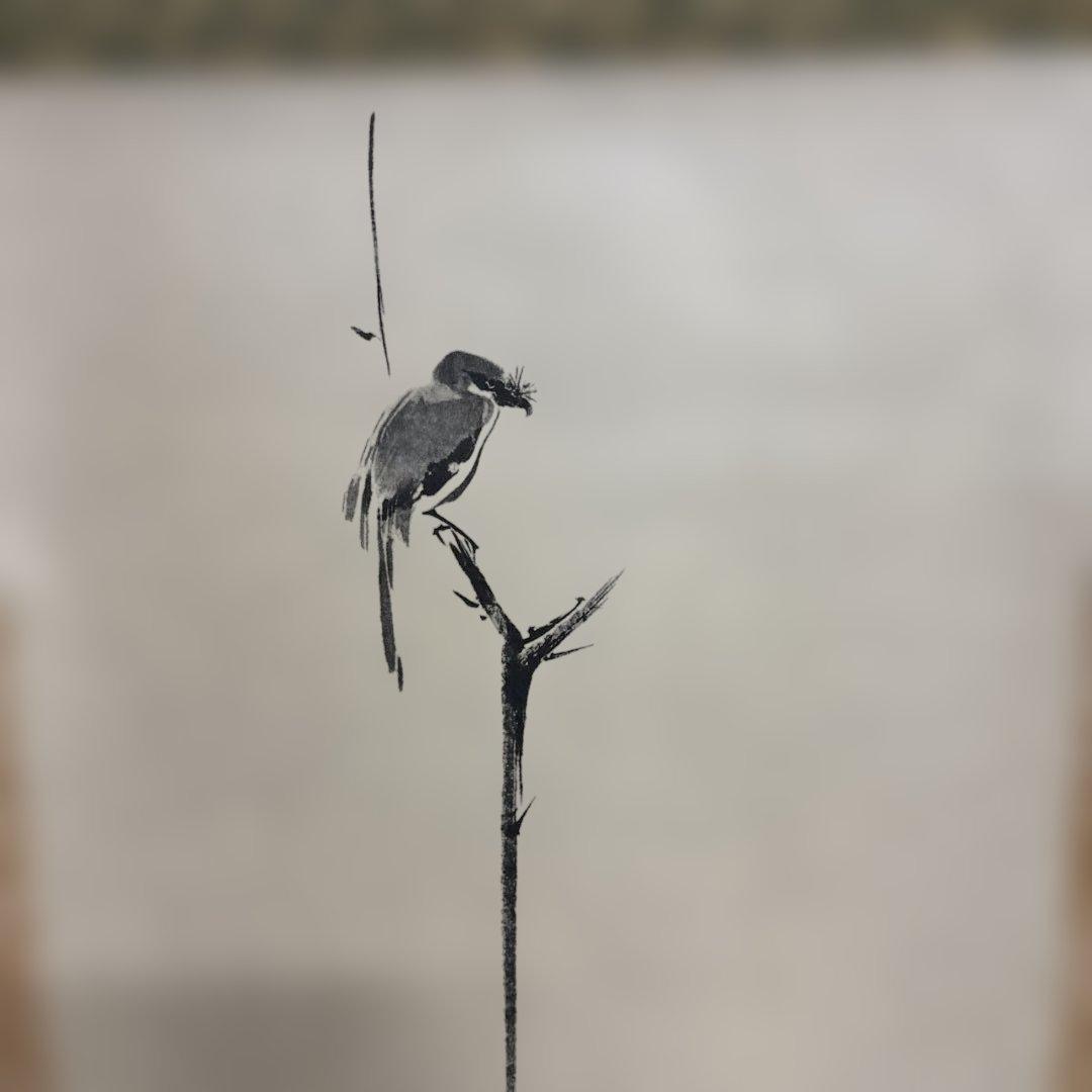 宮本武蔵　枯木鳴鵙図　複製　掛け軸