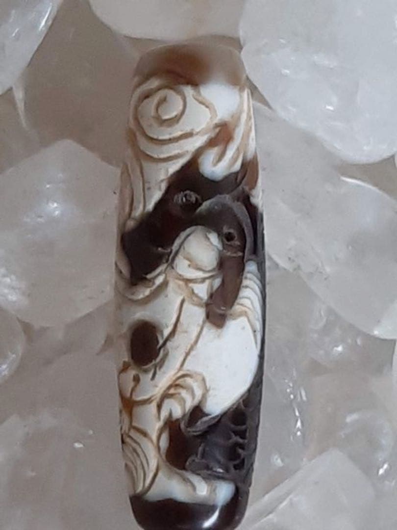 チベットジービーズ 西蔵天珠 優質老礦 特殊稀少彫刻龍神天珠